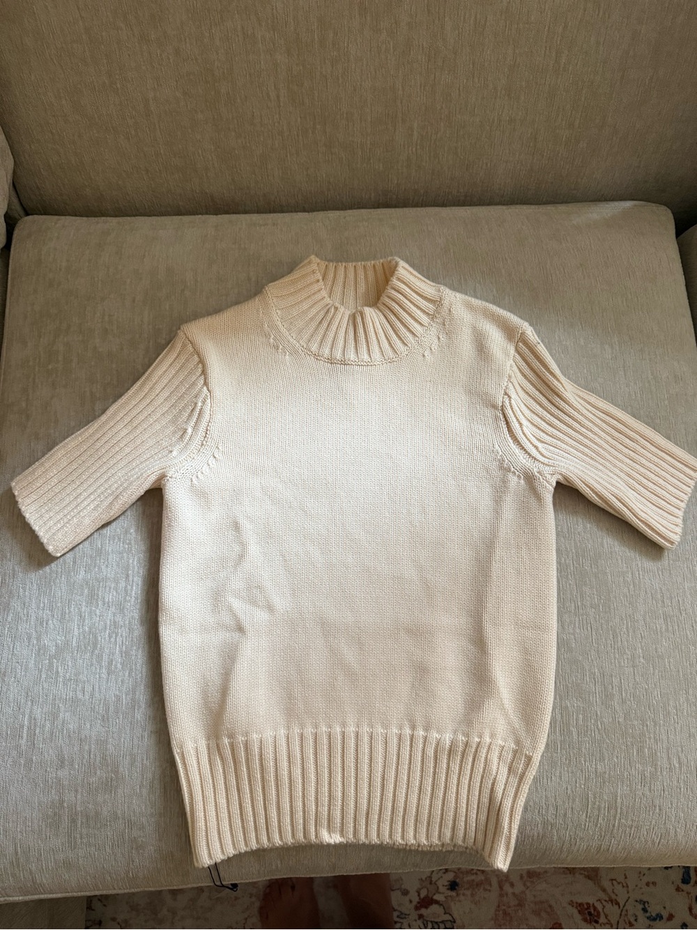 Lovers + Friends Cream Short-Sleeve Turtleneck Sweater